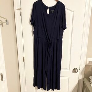 Ashley Stewart Navy Blue Short Sleeve Wide-Leg Jumpsuit Women's Size 22/24